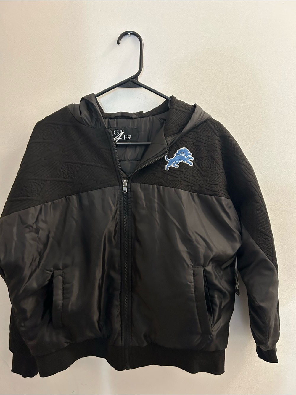 Gilli Black Hooded Puffer Jacket with Blue Team Patch